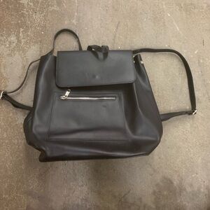 Simons Black Leather Backpack